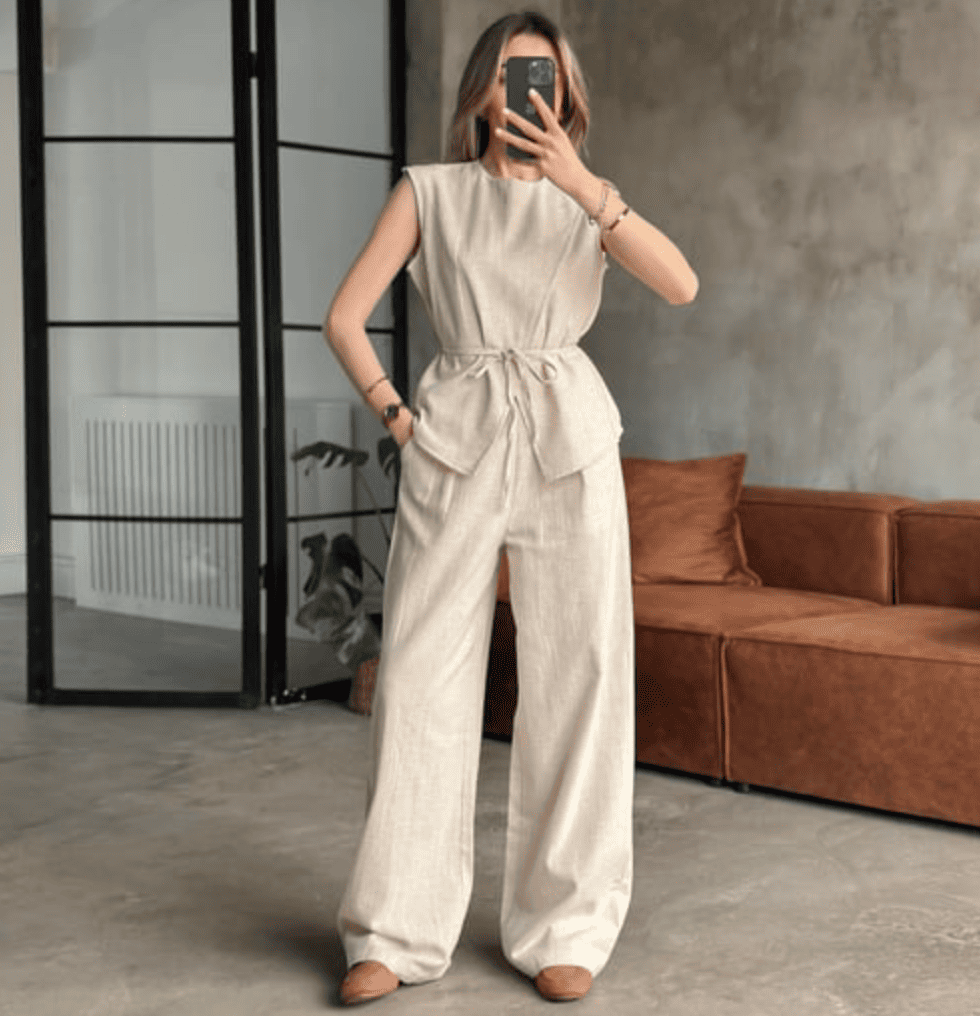 Ensemble beige en lin